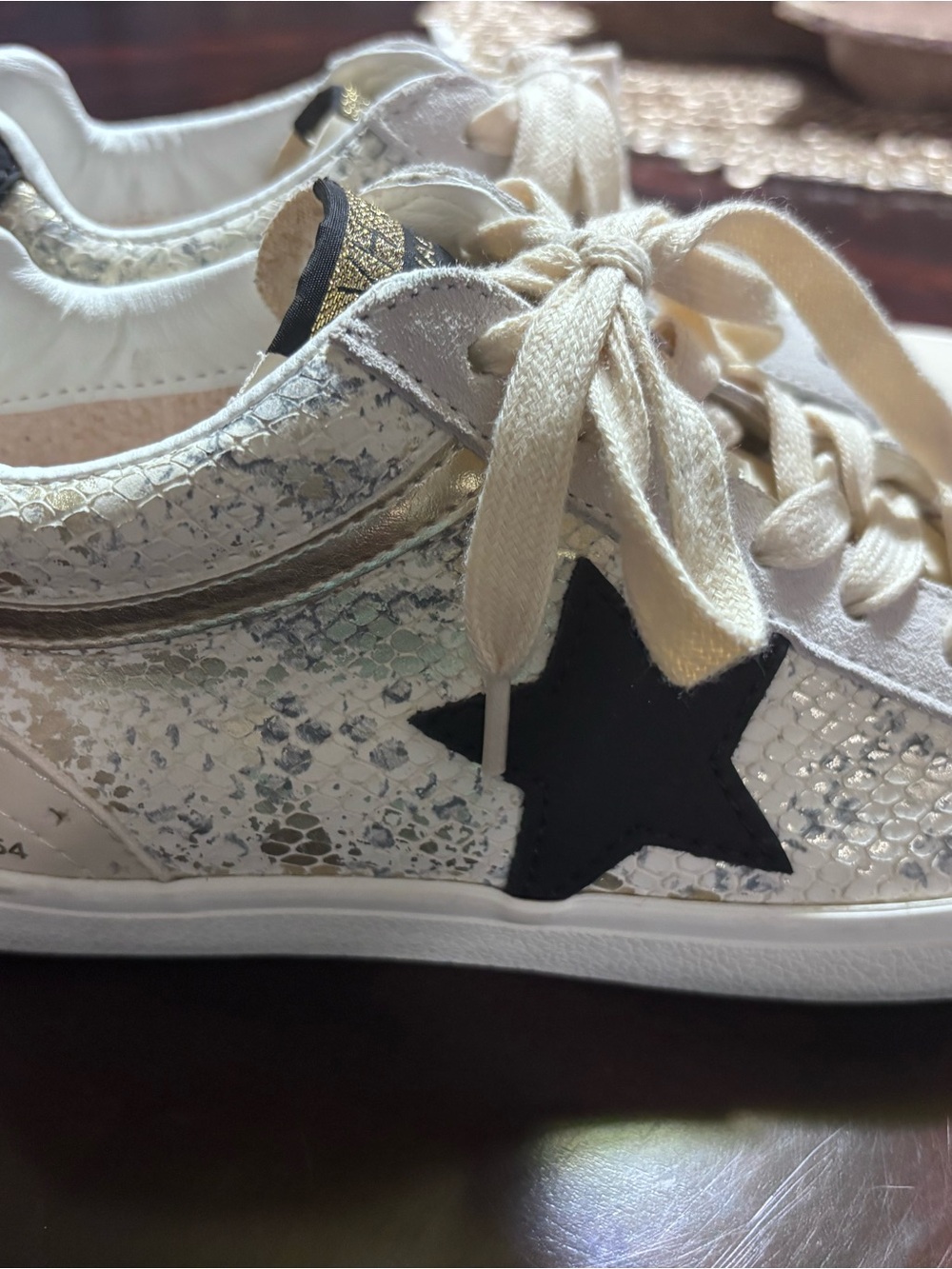 Vintage Havana Metallic Silver Sneakers with Black Star